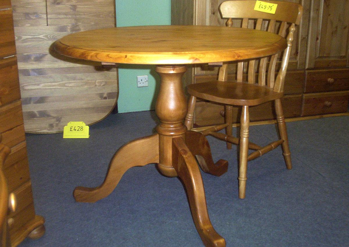 Round Pine Pedestal Tables made in Britain