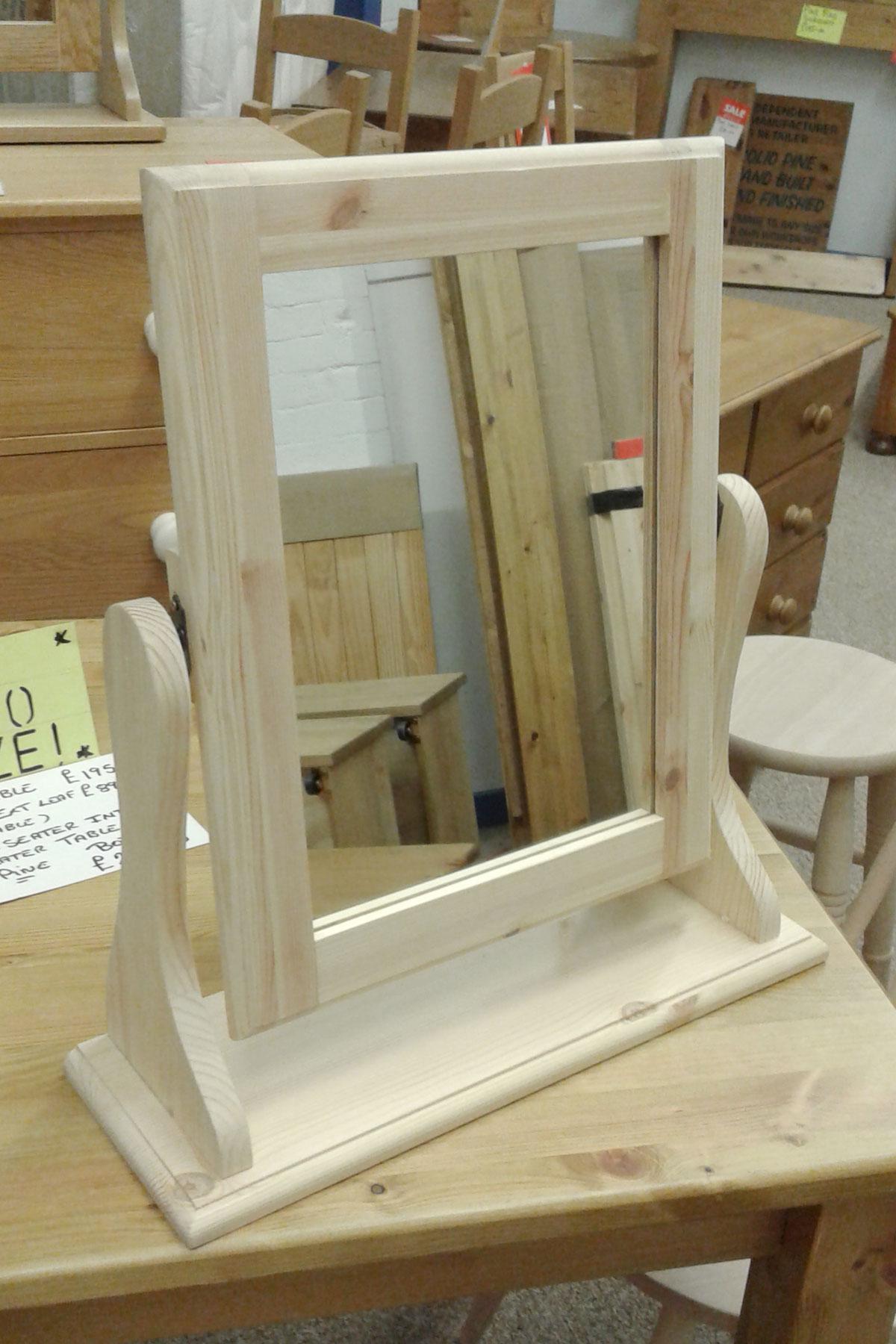 Pine free standing dressing table mirror