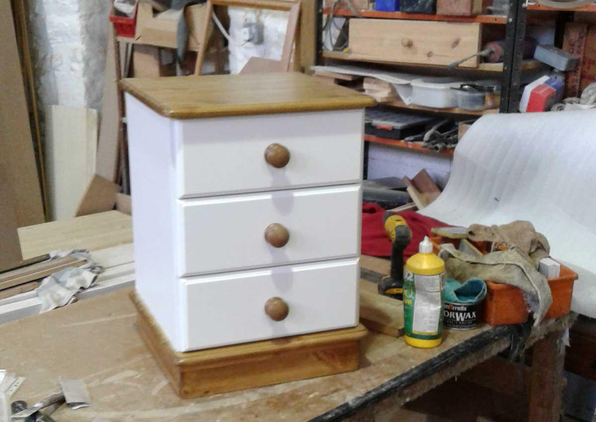 Three Drawer Painted Bedside Cabinet