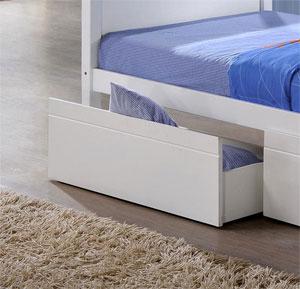Wooden bunk beds with solid wooden ladder available in a durable white finish