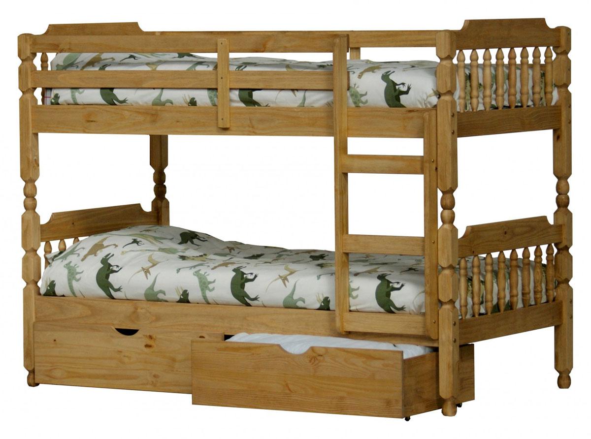 3'0 Colonial Style Spindle Bunk Bed in Waxed Finish