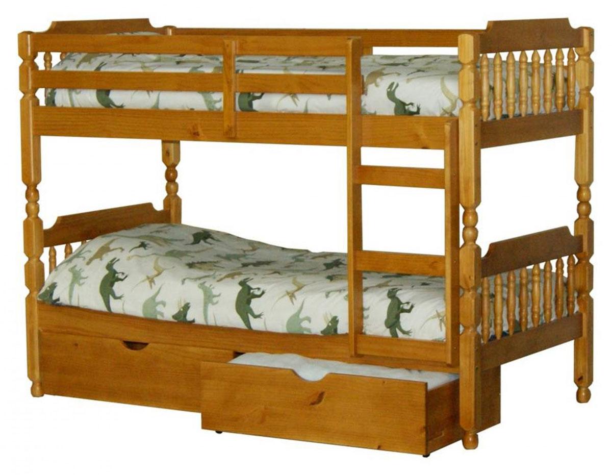 Colonial Style Spindle Bunk Bed in Honey Finish