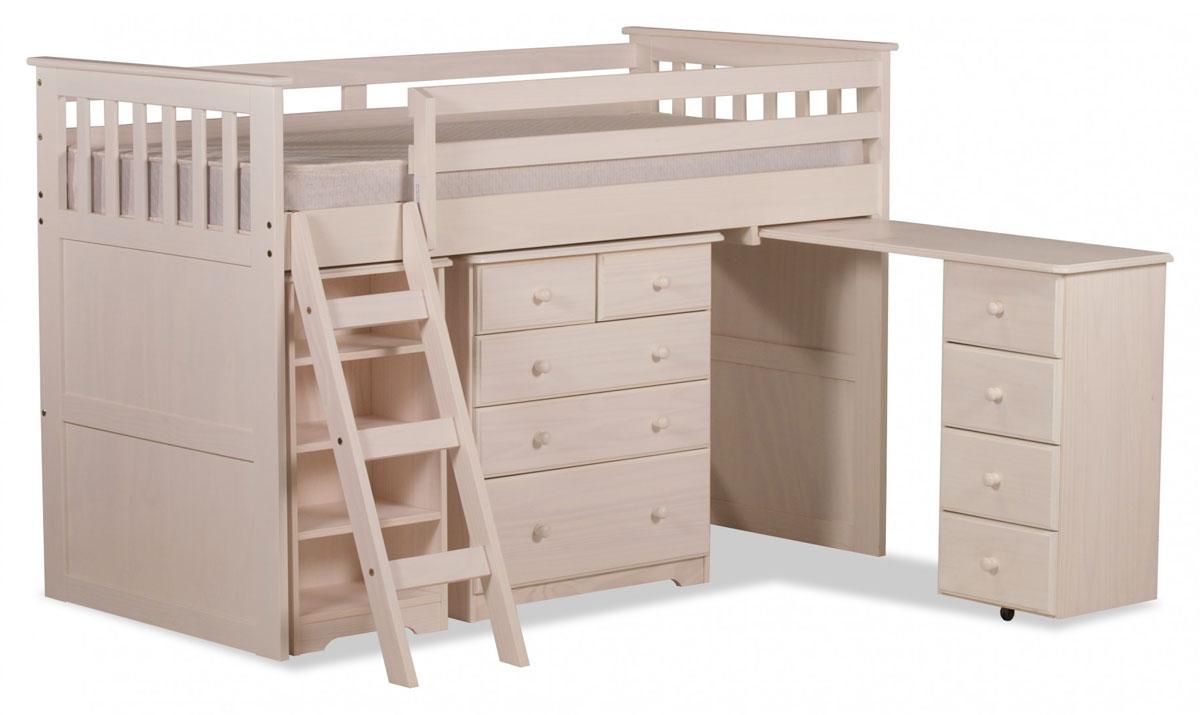 Wooden Mid Sleeper Bed in White