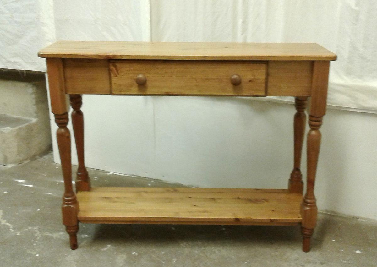 Pine hall table with drawer.