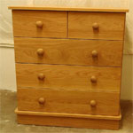 3+2 drawer oak chest of drawers
